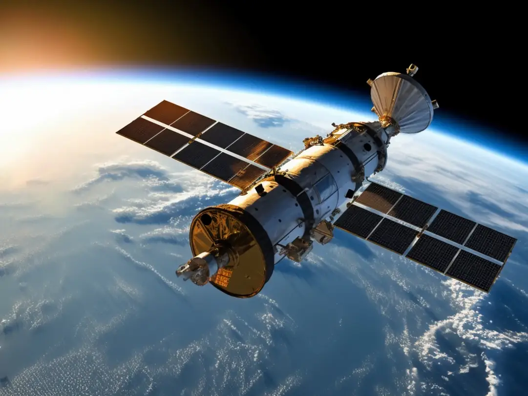 Communications satellite orbiting Earth