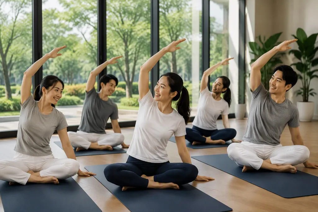 GULF employees practicing yoga together