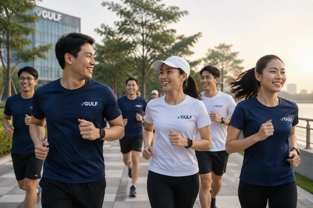GULF employees running together in a park
