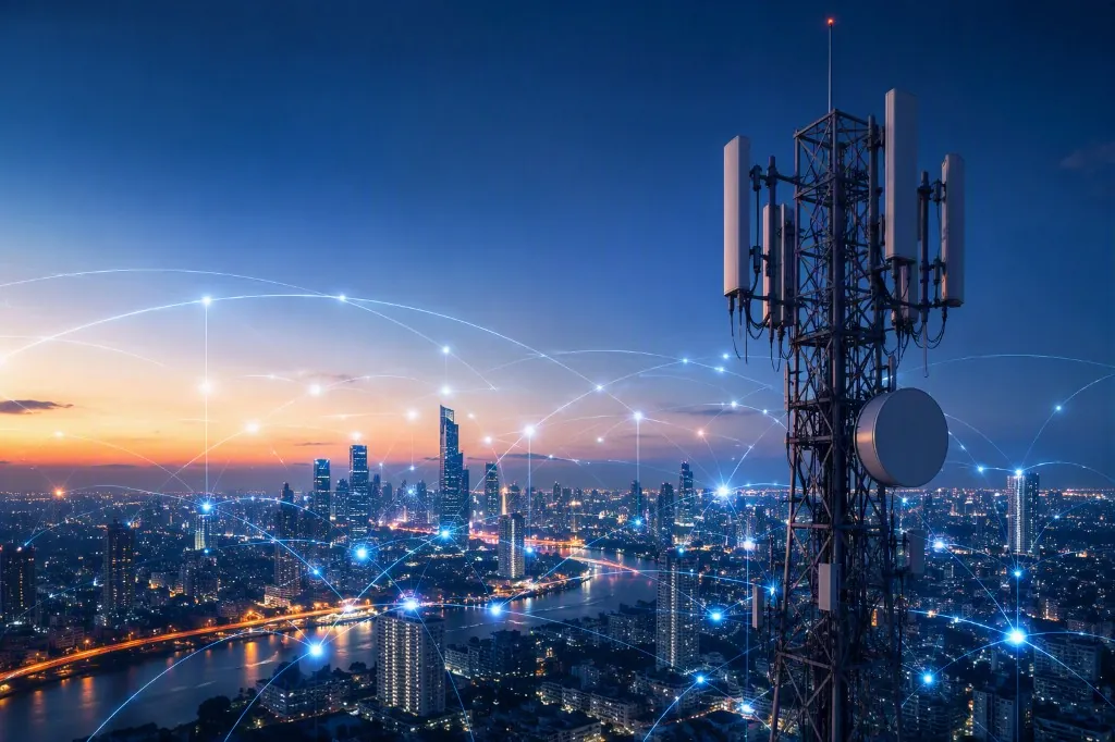 Telecommunication tower connected to city network